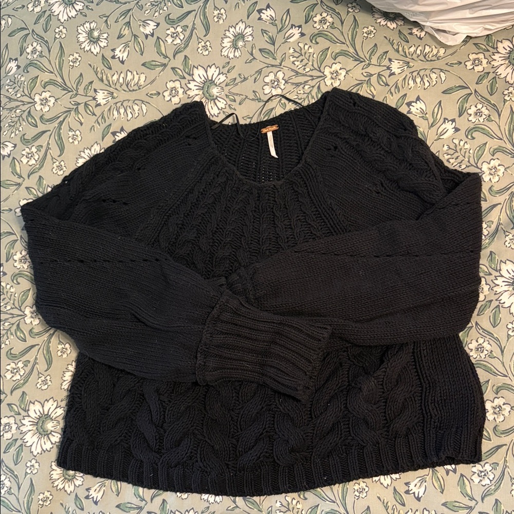 Women's Black Cable Knit Sweater